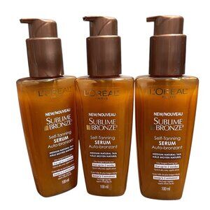 3X L'Oreal Paris Sublime Bronze Self-Tanning Serum, Medium Natural Tan NEW
